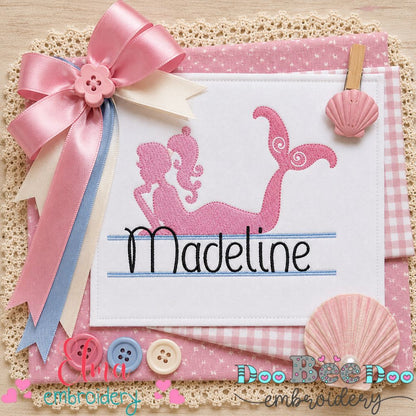 Ocean Name Mermaid - Fill Stitch - Machine Embroidery Design