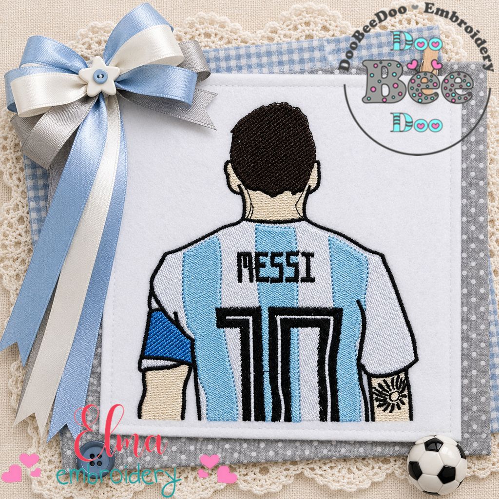 Messi Number 10 Jersey Back View – Fill Stitch – Machine Embroidery Design