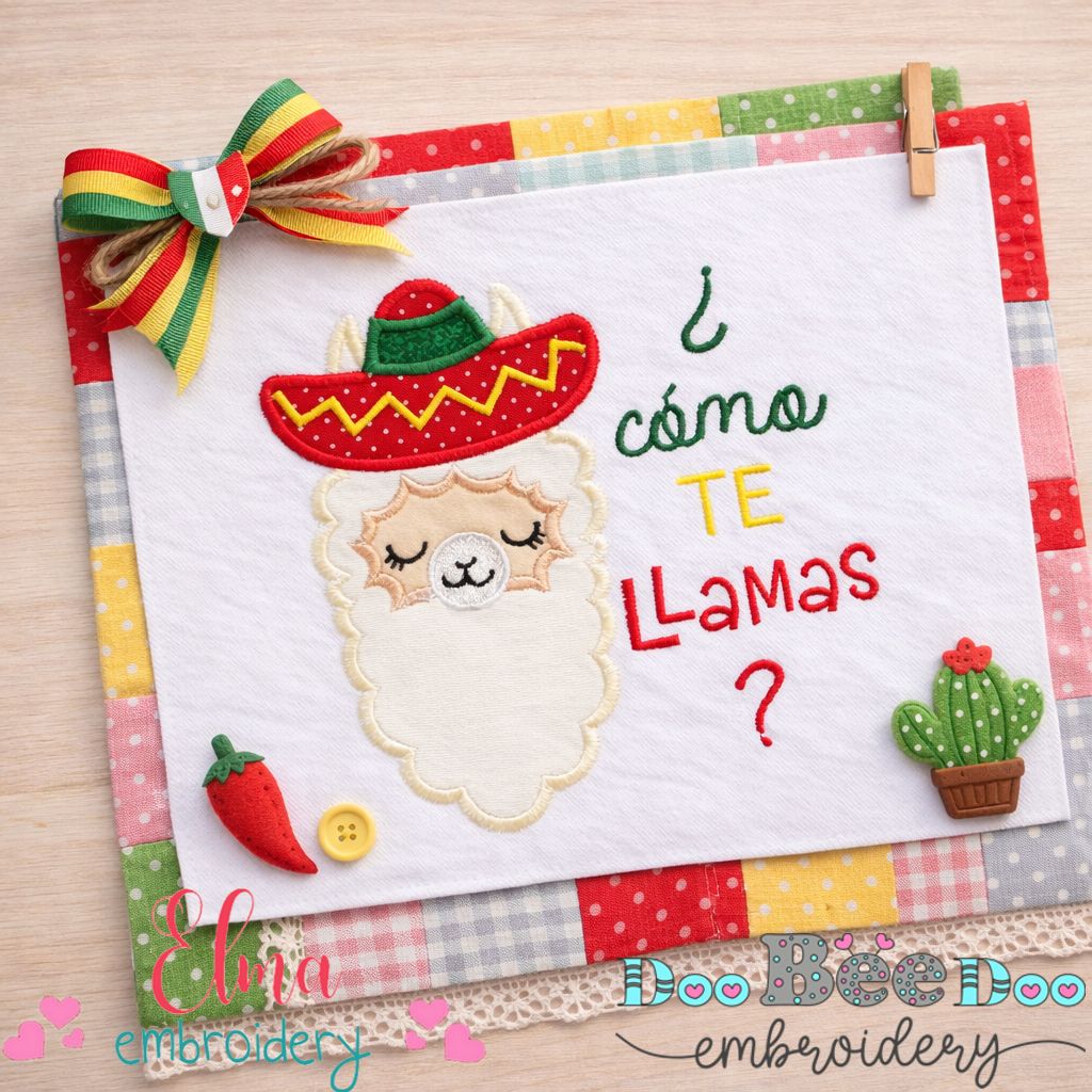 Como Te Llamas Llama – Appliqué – Machine Embroidery Design