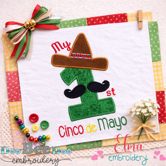 My First Cinco de Mayo Number 1 - Appliqué - Machine Embroidery Design