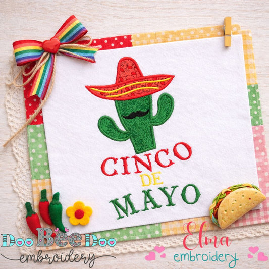 Cinco de Mayo Cactus - Appliqué – Machine Embroidery Design
