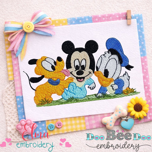 Mickey Donald Pluto - Fill Stitch - Machine Embroidery Design