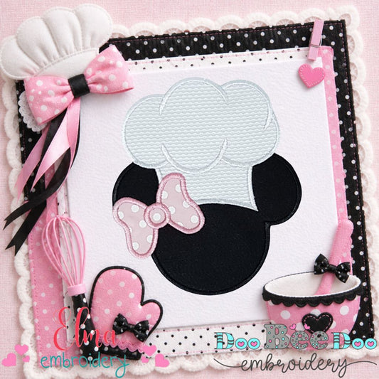 Minnie Chef Hat Bow - Appliqué – Machine Embroidery Design