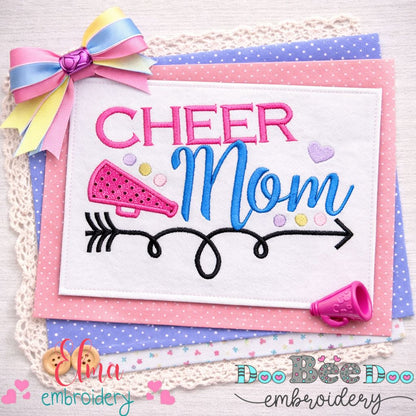 Cheer Mom Megaphone – Appliqué – Machine Embroidery Design