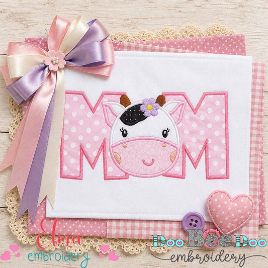 Sweet Cow Mom - Appliqué – Machine Embroidery Design