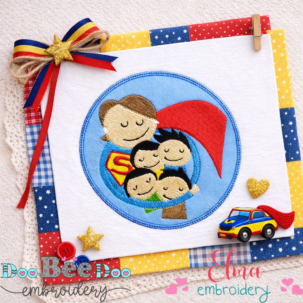 Super Mom Family Love Frame - Appliqué - Machine Embroidery Design
