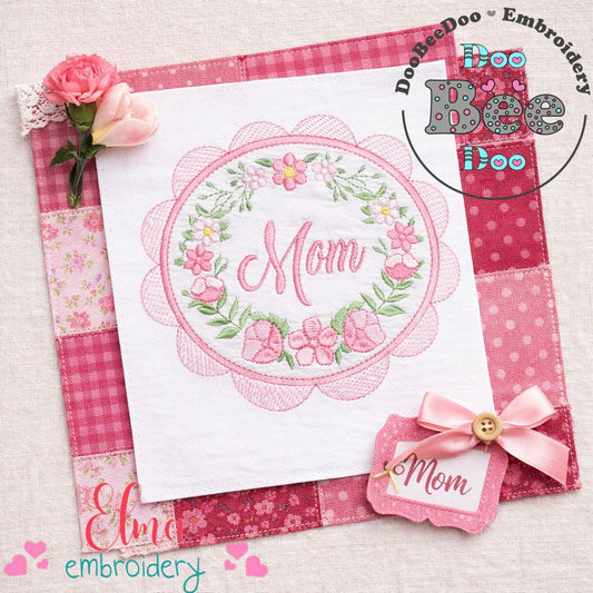 Mom Floral Frame – Appliqué – Machine Embroidery Design
