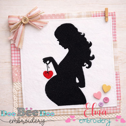 Pregnant Mom Silhouette - Fill Stitch - Machine Embroidery Design