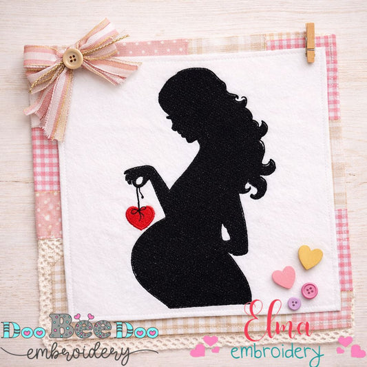 Pregnant Mom Silhouette - Fill Stitch - Machine Embroidery Design