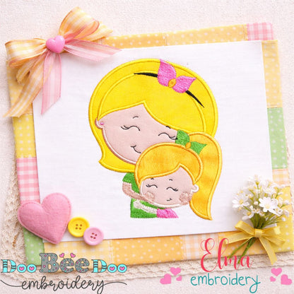 Sweet Mom and Daughter - Appliqué – Machine Embroidery Design