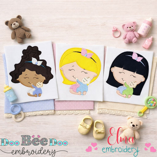 Mom Holding Baby Set (3 Styles) – Appliqué – Machine Embroidery Design