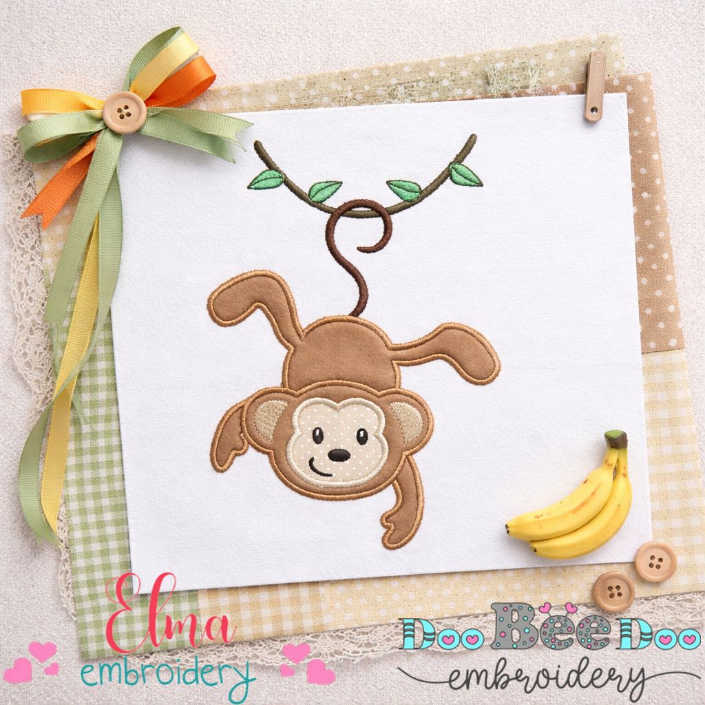 Hanging Monkey Appliqué – Machine Embroidery Design
