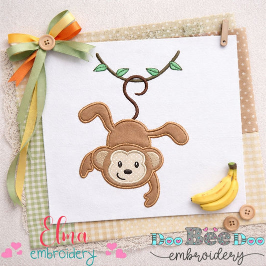 Hanging Monkey Appliqué – Machine Embroidery Design