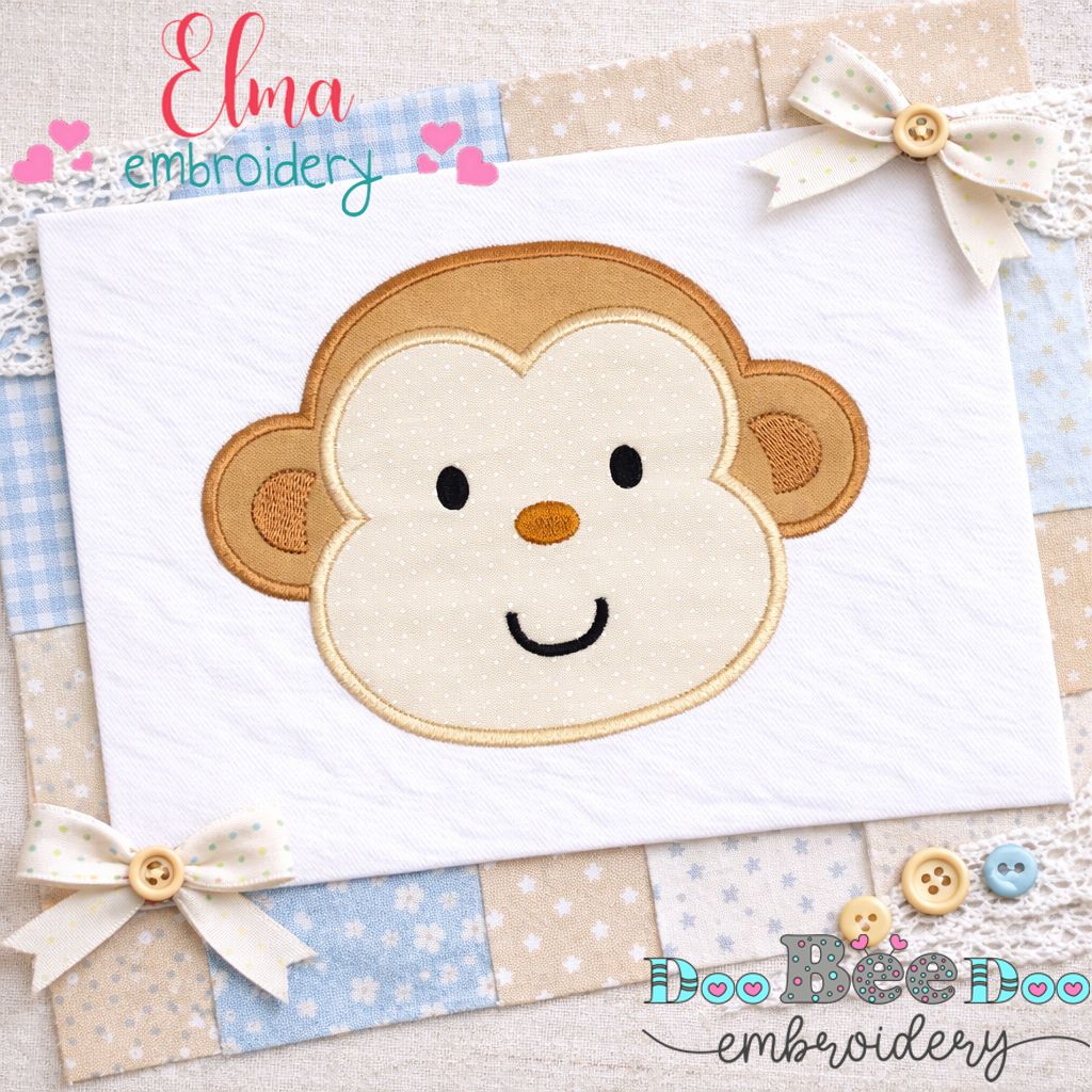 Sweet Monkey Face – Appliqué – Machine Embroidery Design