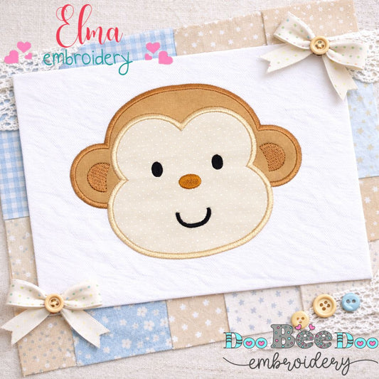 Sweet Monkey Face – Appliqué – Machine Embroidery Design