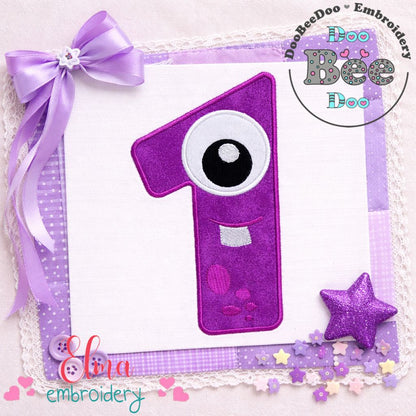 Monster Number One – Appliqué – Machine Embroidery Design