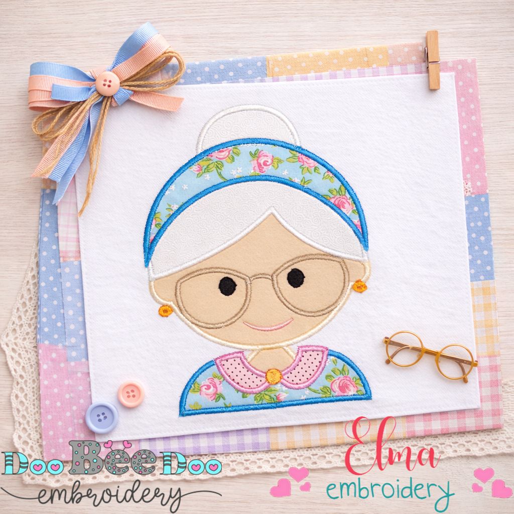 Sweet Grandma Portrait - Appliqué - Machine Embroidery Design