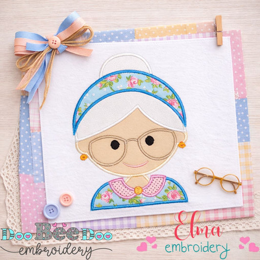 Sweet Grandma Portrait - Appliqué - Machine Embroidery Design