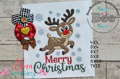 Merry Reindeer Snowfall – Fill Stitch – Machine Embroidery Design