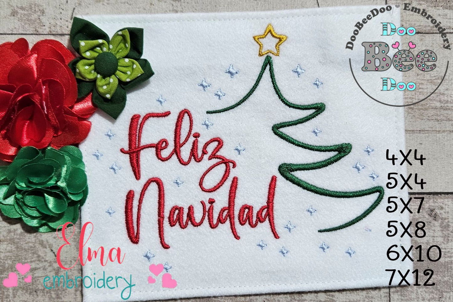 Sparkly Navidad Wishes – Satin Stitch – Machine Embroidery Design