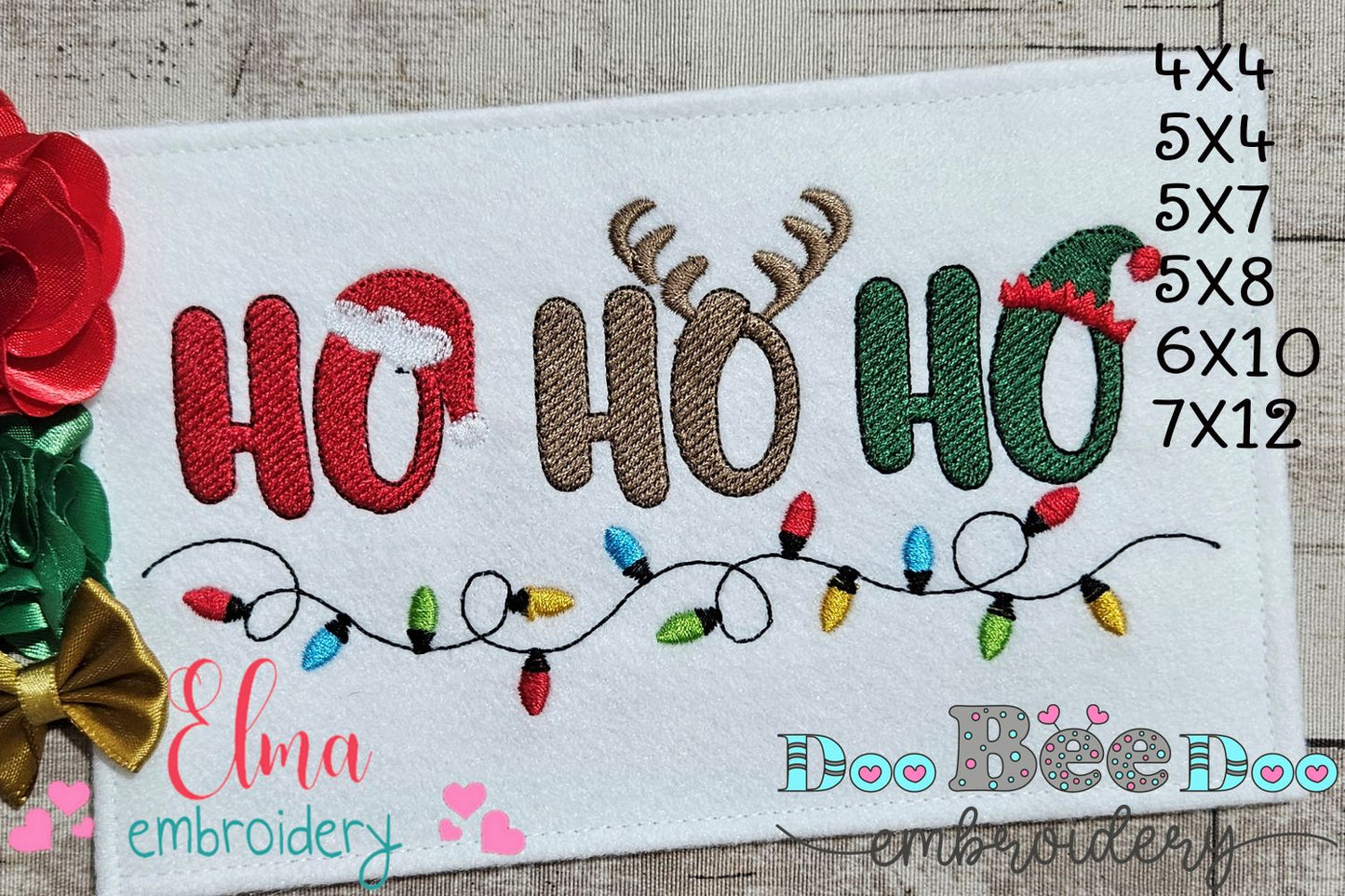 Holiday Lights Ho Ho Ho – Fill Stitch – Machine Embroidery Design