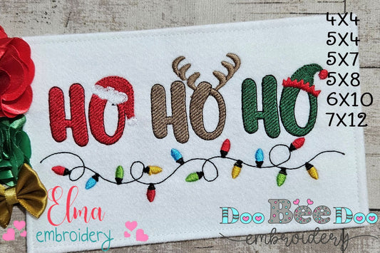 Holiday Lights Ho Ho Ho – Fill Stitch – Machine Embroidery Design