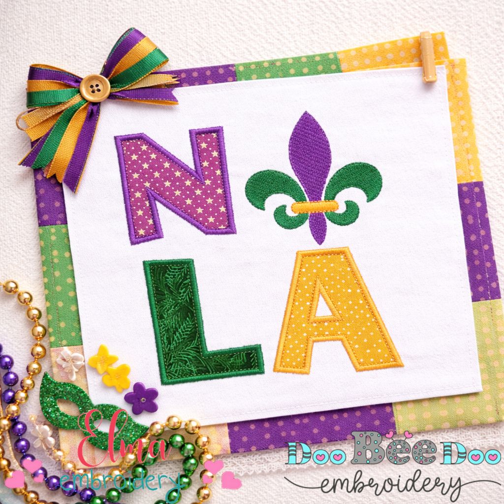 NOLA Fleur de Lis Letters – Appliqué – Machine Embroidery Design