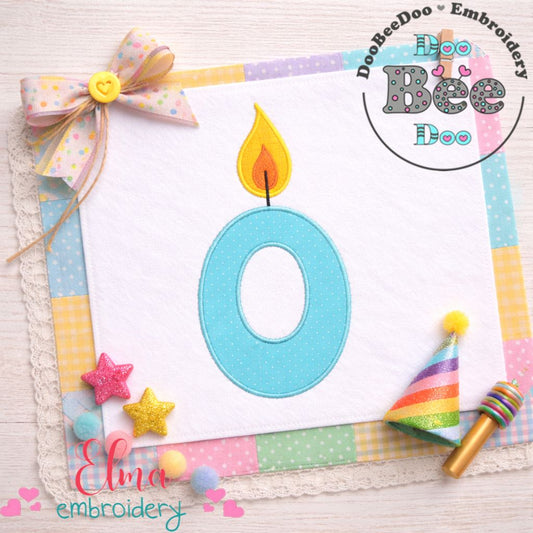 Birthday Candle Number 0 - Appliqué – Machine Embroidery Design