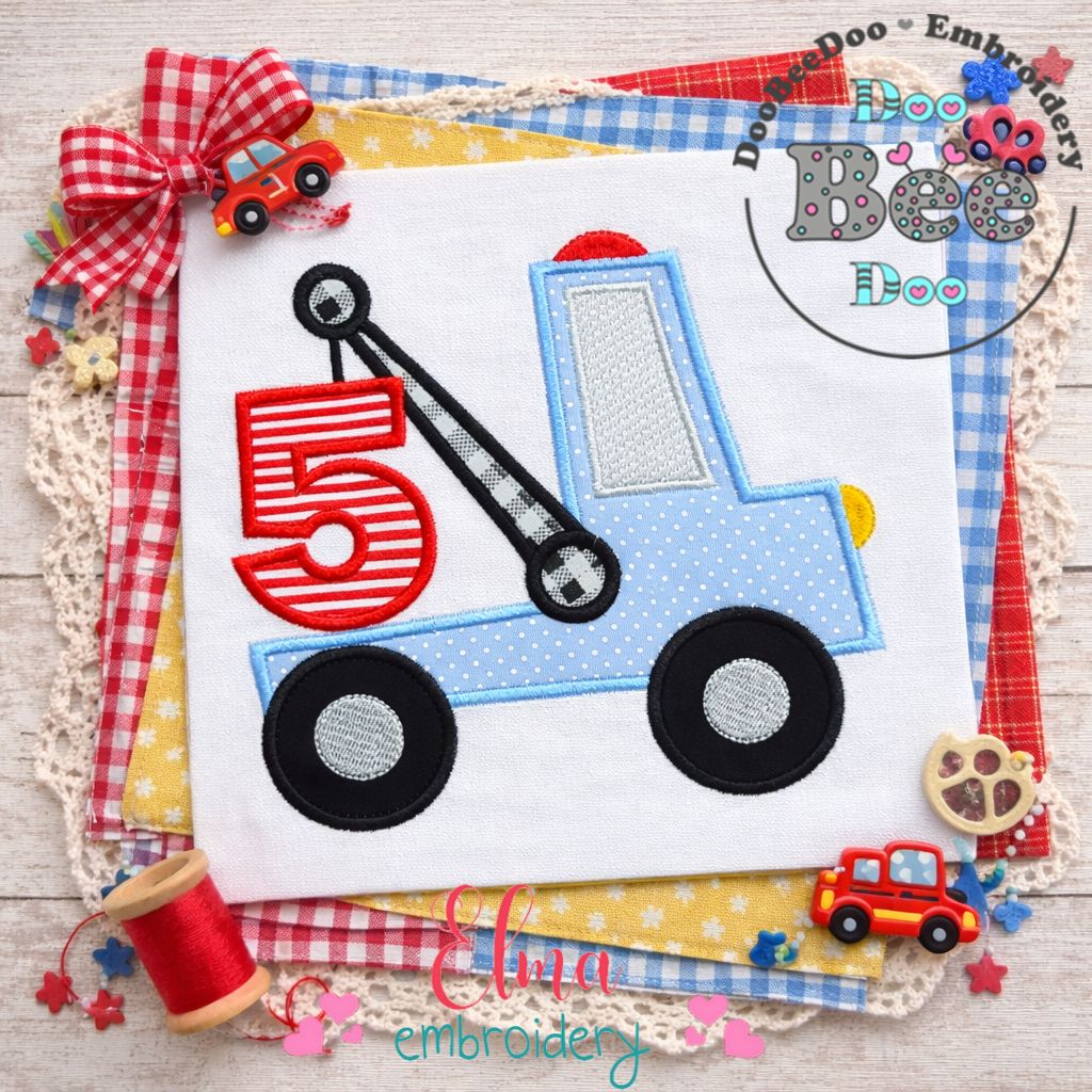 Tow Truck Number Five - Appliqué – Machine Embroidery Design