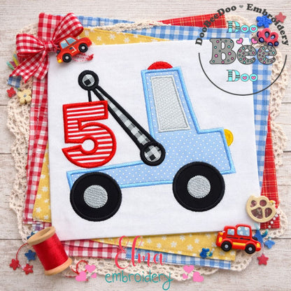 Tow Truck Number Five - Appliqué – Machine Embroidery Design