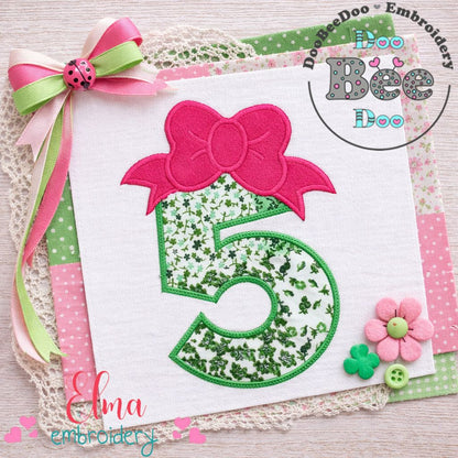 Big Bow Number Five - Appliqué - Machine Embroidery Design