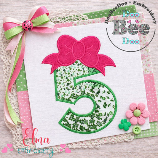 Big Bow Number Five - Appliqué - Machine Embroidery Design