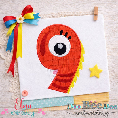 Monster Number Nine – Appliqué – Machine Embroidery Design