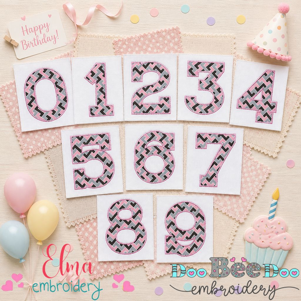 Numbers 0–9 Appliqué Set – Appliqué – Machine Embroidery Design