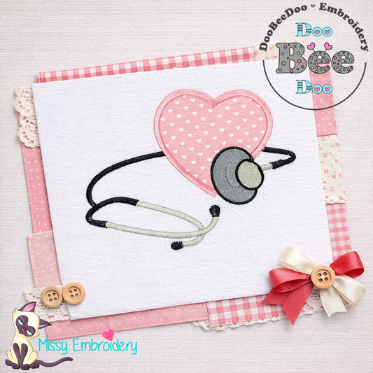 Heart Stethoscope – Appliqué – Machine Embroidery Design
