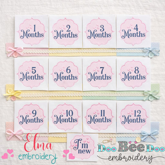 Sweet Baby Monthly Milestones Bundle – Appliqué – Machine Embroidery Design