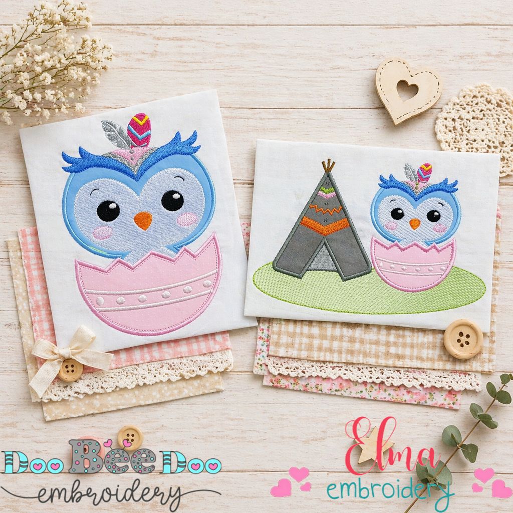 Boho Owl Adventure Set – Appliqué – Machine Embroidery Design