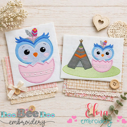 Boho Owl Adventure Set – Appliqué – Machine Embroidery Design