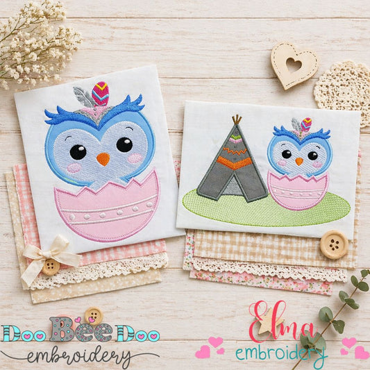 Boho Owl Adventure Set – Appliqué – Machine Embroidery Design