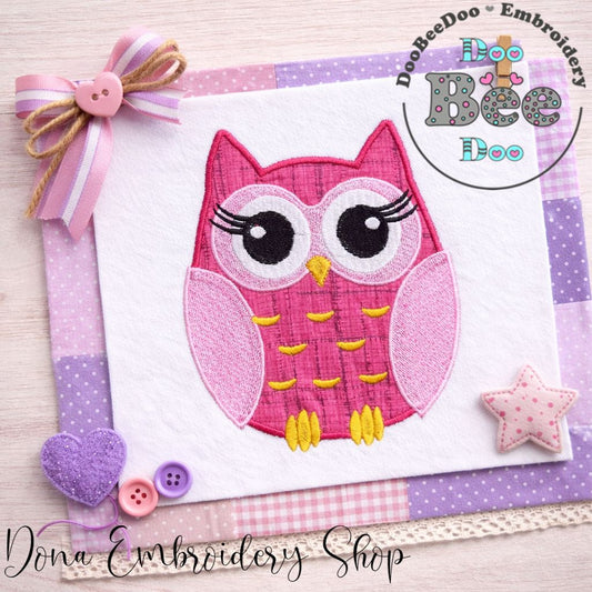 Big Eyelashes Owl - Appliqué - Machine Embroidery Design