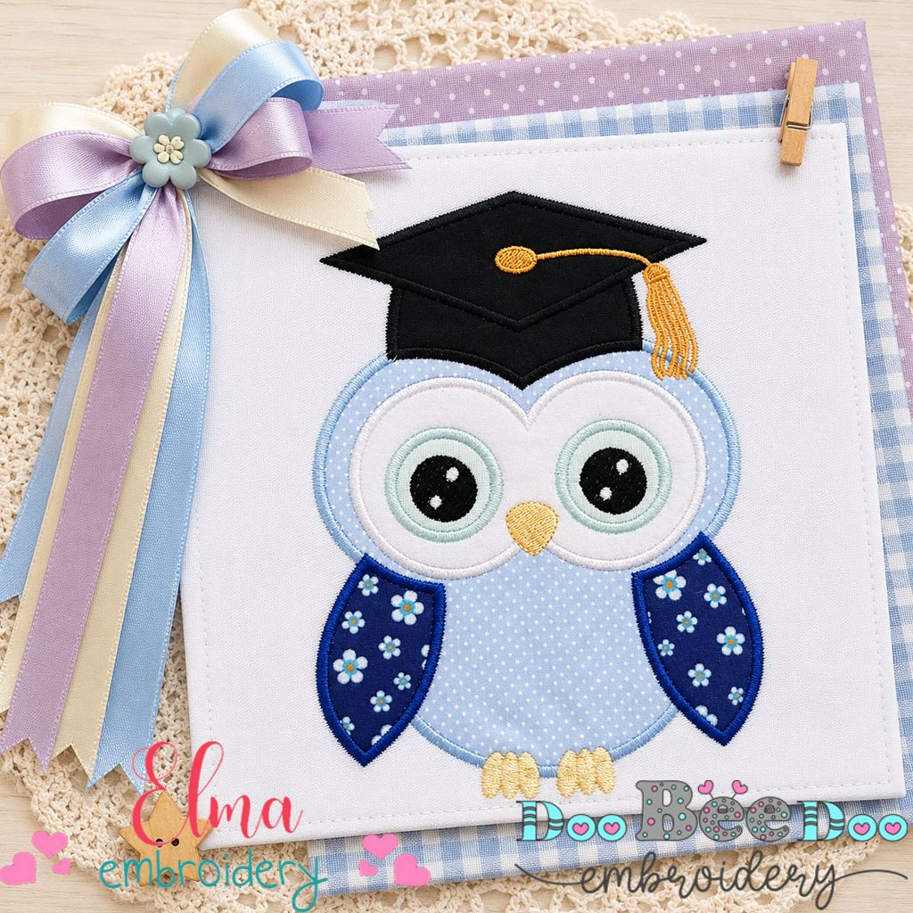 Graduation Owl – Appliqué – Machine Embroidery Design