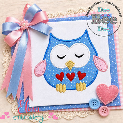 Sweet Love Owl – Appliqué – Machine Embroidery Design