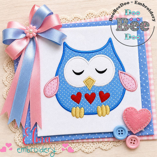 Sweet Love Owl – Appliqué – Machine Embroidery Design