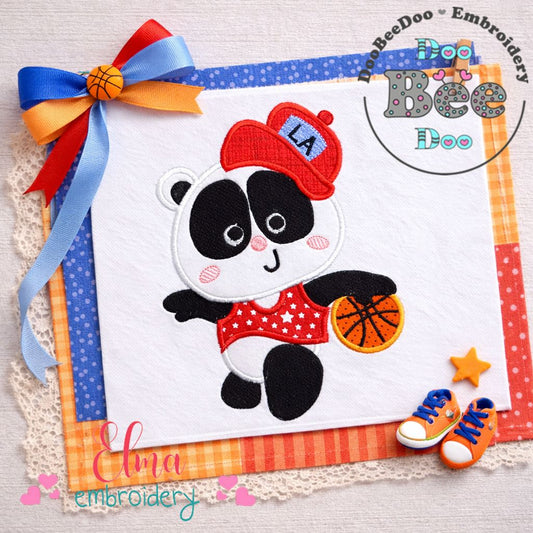 Basketball Panda Bear - Appliqué - Machine Embroidery Design