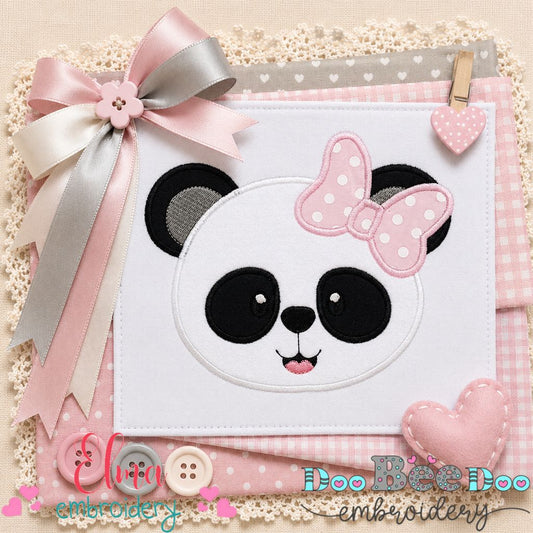 Sweet Panda Girl - Appliqué - Machine Embroidery Design