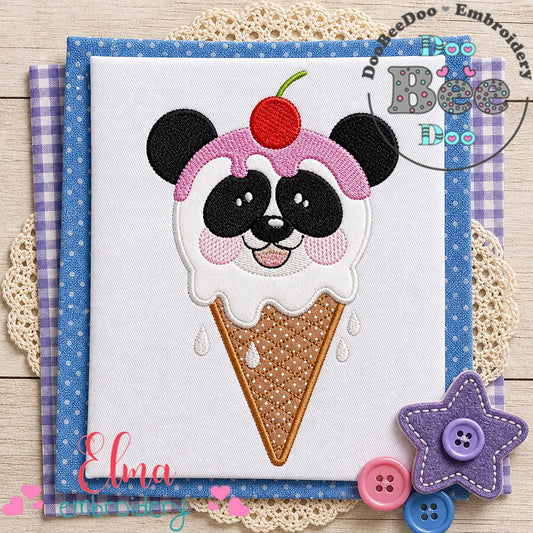 Sweet Panda Ice Cream - Appliqué – Machine Embroidery Design