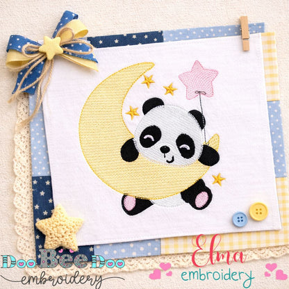 Sweet Panda Moon - Sketch Stitch – Machine Embroidery Design