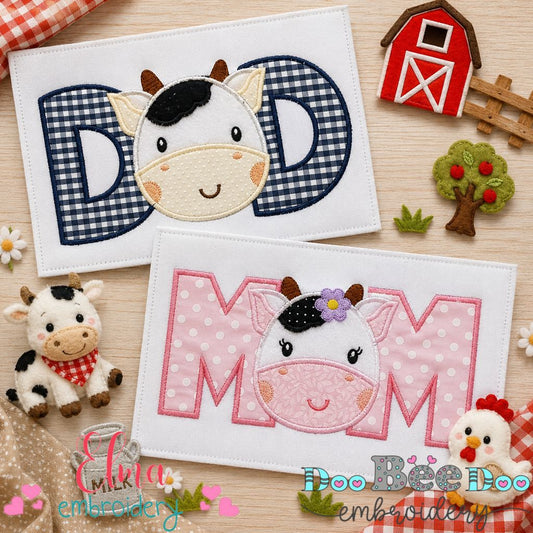 Sweet Cow Mom Dad Appliqué Set – Appliqué – Machine Embroidery Design