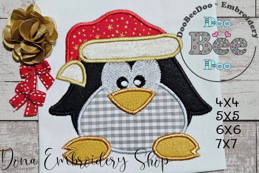 ❄️ Cute Penguin in Santa Hat 🎄🐧 – Appliqué – Machine Embroidery Design