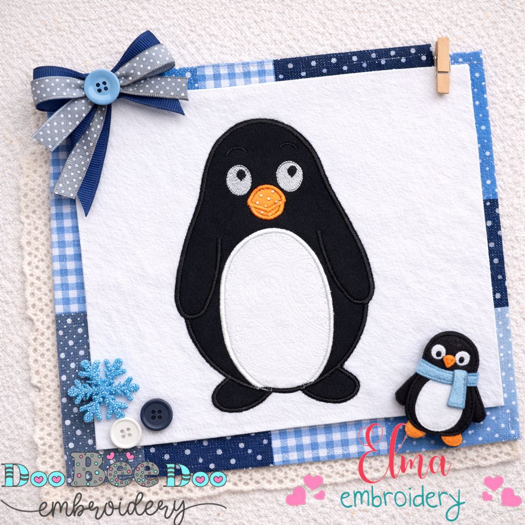 Cute Penguin - Appliqué – Machine Embroidery Design